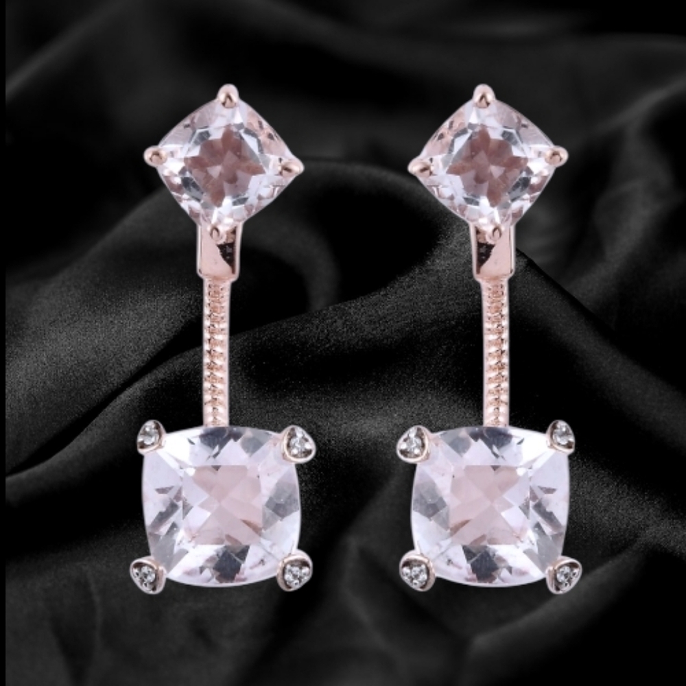 NWT RARE PETALITE DROP EARRINGS IN 14K ROSE GOLD OVER STERLING SILVER